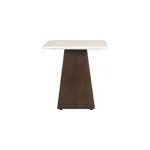 Cinno - table basse carr�e 45cm en marbre et bois massif brun