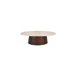 Cinno - table basse ovale en marbre et bois massif brun