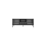 City - banc tv 2 portes vitr�es, 1 tiroir en m�tal noir 150x60 cm