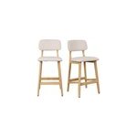 Cliff - tabouret de bar en bois naturel et tissu trendy ecru (x2)