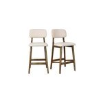 Cliff - tabouret de bar en bois patin� noyer et tissu trendy ecru (x2)