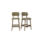 Cliff - tabouret de bar en bois patin� noyer et tissu trendy sauge(x2)