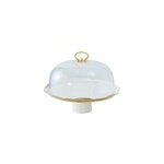 Cloche  gteaux en porcelaine blanche bords dors avec pelle  tarte
