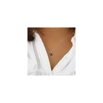 Collier acier inoxydable argent� et pendentif pierre naturelle d'aventurine