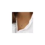 Collier am�thyste violette et chaine en acier inoxydable couleur argent