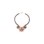 Collier en bois rosace flora