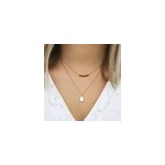 Collier fin double rang nacre et grenat