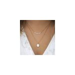 Collier fin double rang pierre de lune