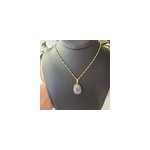 Collier pendentif labradorite naturelle facett�e cha�ne dor�e