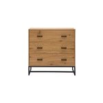 Commode 3 tiroirs finition bois clair chne et mtal noir l100 cm lovato