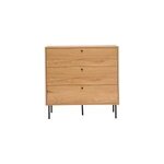 Commode finition bois clair ch�ne et pieds m�tal noir 3 tiroirs l100 cm pernelle