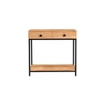 Console avec rangements 2 tiroirs en bois massif et mtal noir l80 cm axelle