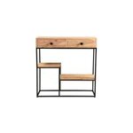Console avec rangements 2 tiroirs en bois massif et m�tal noir l80 cm grenelle