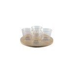 Coupelles dores avec plateau en bois - lot de 4