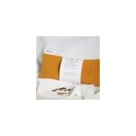 Coussin yeux lin lavande - ocre