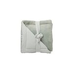 Couverture luxe fausse fourrure angora et gaze ray� vert de gris (70 x 100 cm)