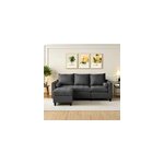 Coventry - canap 3 places en tissu avec pouf gris fonc