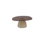 Dillon - table basse ovale 76 cm en m�tal ivoire et verre fum�