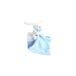 Doudou lapin mouchoir bleu boite fleur