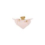 Doudou plat avec hochet ours rose poudr�