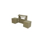 Ensemble de balcon table et pouf ou banc naturel java - jardideco