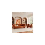 Ensemble canap� et fauteuil en velours orange 4 places - mona