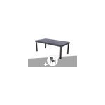 Ensemble repas table extensible rectangulaire alu graphite piazza + 12 fauteuils