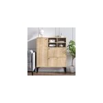 Ewa buffet haut 3 portes et 4 niches couleur bois 100x125cm