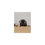 Fauteuil en bois et cuir noir n�967