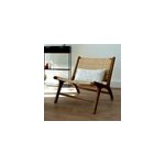 Fauteuil en bois de teck et tressage chevron en rotin - kilka