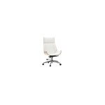 Fauteuil de bureau de direction blanc, bois clair et acier chrom curved