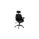 Fauteuil de bureau de direction noir, bois fonc� et m�tal noir musk