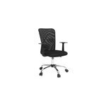 Fauteuil de bureau � roulettes en mesh noir et acier chrom� pluz