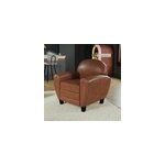 Fauteuil camel en croute de cuir enduite - club