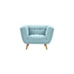 Fauteuil capitonn� en tissu bleu clair - carmen