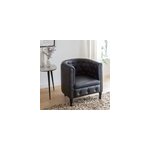 Fauteuil chesterfield en cuir noir Fauteuil chesterfield en cuir noir