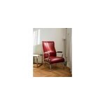 Fauteuil chrom� en simili cuir rouge n�833