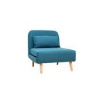 Fauteuil convertible en tissu bleu canard amiko