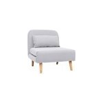 Fauteuil convertible en tissu gris clair et bois clair amiko