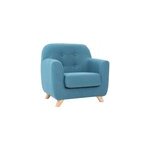Fauteuil enfant en tissu bleu canard et bois clair norkid