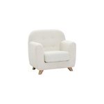 Fauteuil enfant en tissu effet laine boucl�e blanc et bois clair norkid