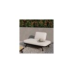 Fauteuil de jardin 2 places blanc cass� et pieds en m�tal noir - samba