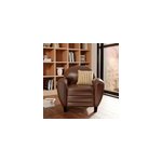 Fauteuil marron en croute de cuir enduite - club