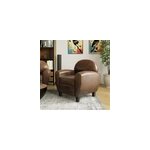 Fauteuil marron vieilli en microfibre - club