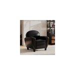 Fauteuil noir en croute de cuir enduite - club