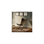 Fauteuil papillon en cuir de chvre marron - octave