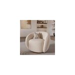 Fauteuil pivotant en tissu boucl� blanc - naya