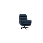 Fauteuil pivotant en tissu chenille bleu fonc� et m�tal noir jonah
