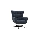 Fauteuil pivotant en tissu effet velours textur bleu fonc et mtal avery