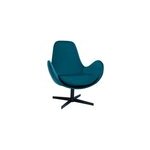 Fauteuil pivotant en tissu velours bleu canard et m�tal noir andy